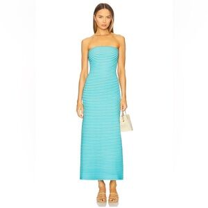 Sunmor Knit Blue Strapless Maxi Dress